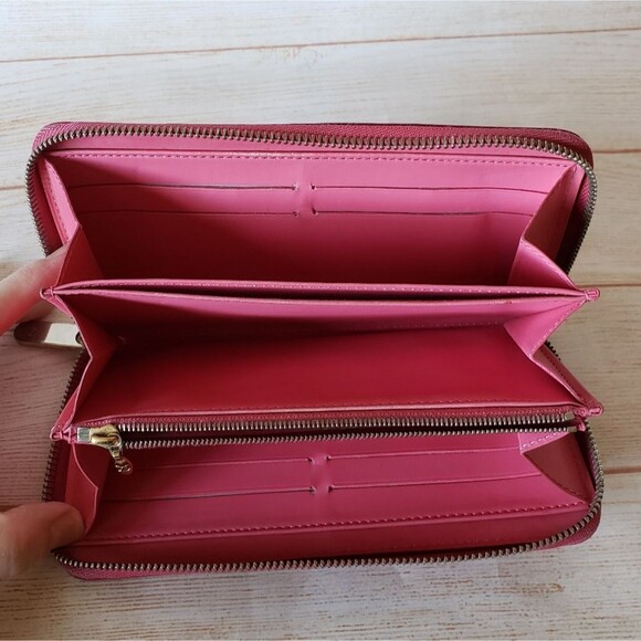 Authentic Louis Vuitton Logo Vernis Zippy Long Wallet Red Orange Pink - Picture 5 of 16